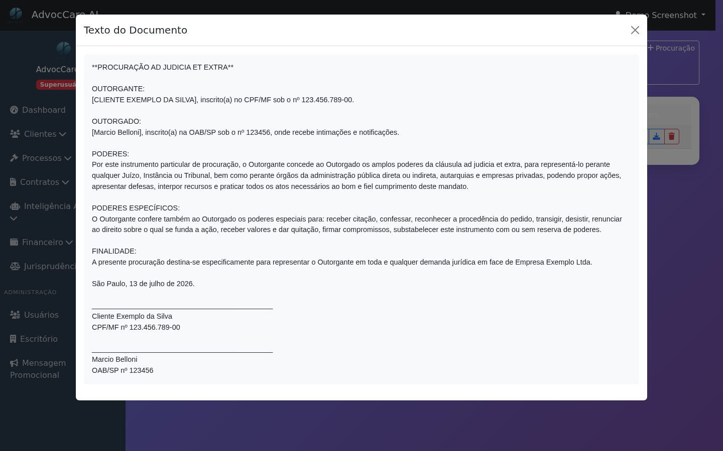 Documento jurídico gerado pela IA Hermes33