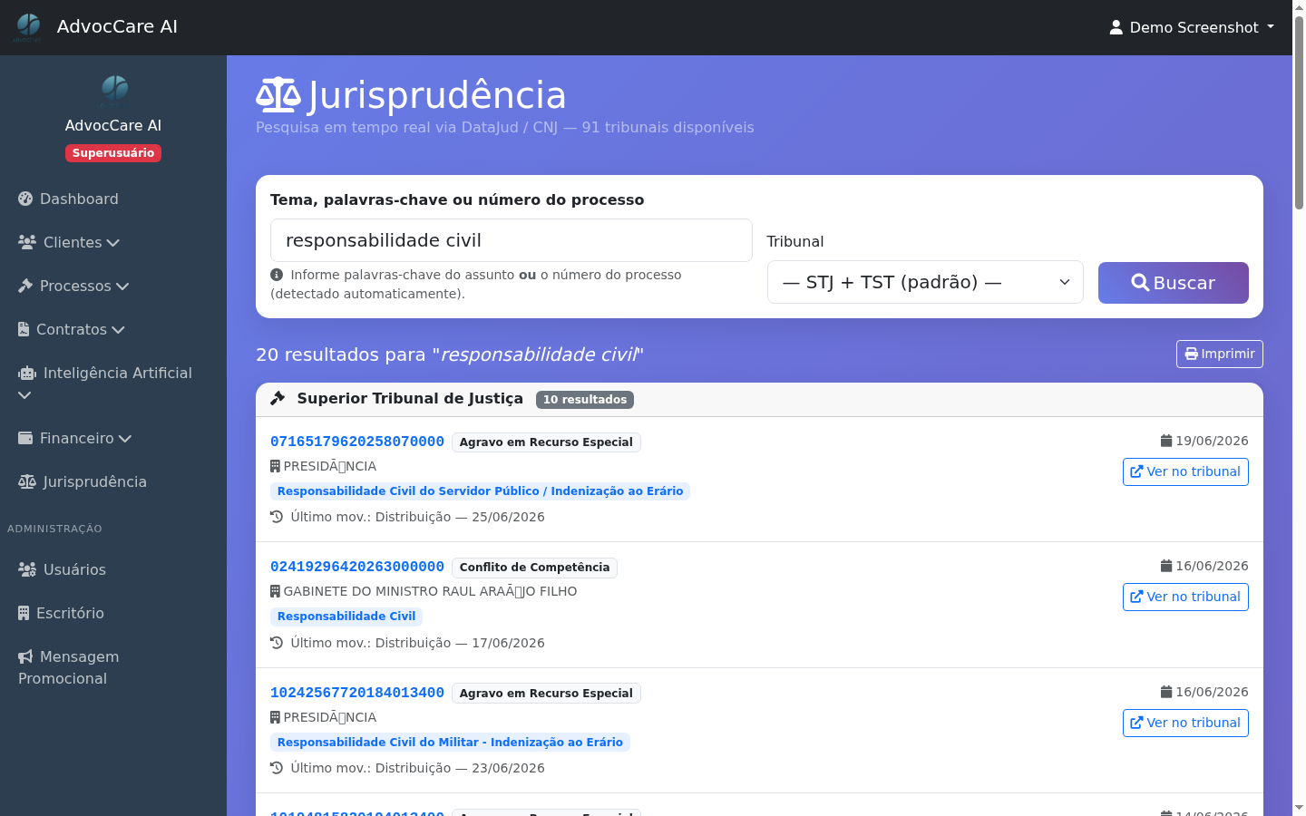 Busca de jurisprudência real no STJ via DataJud/CNJ